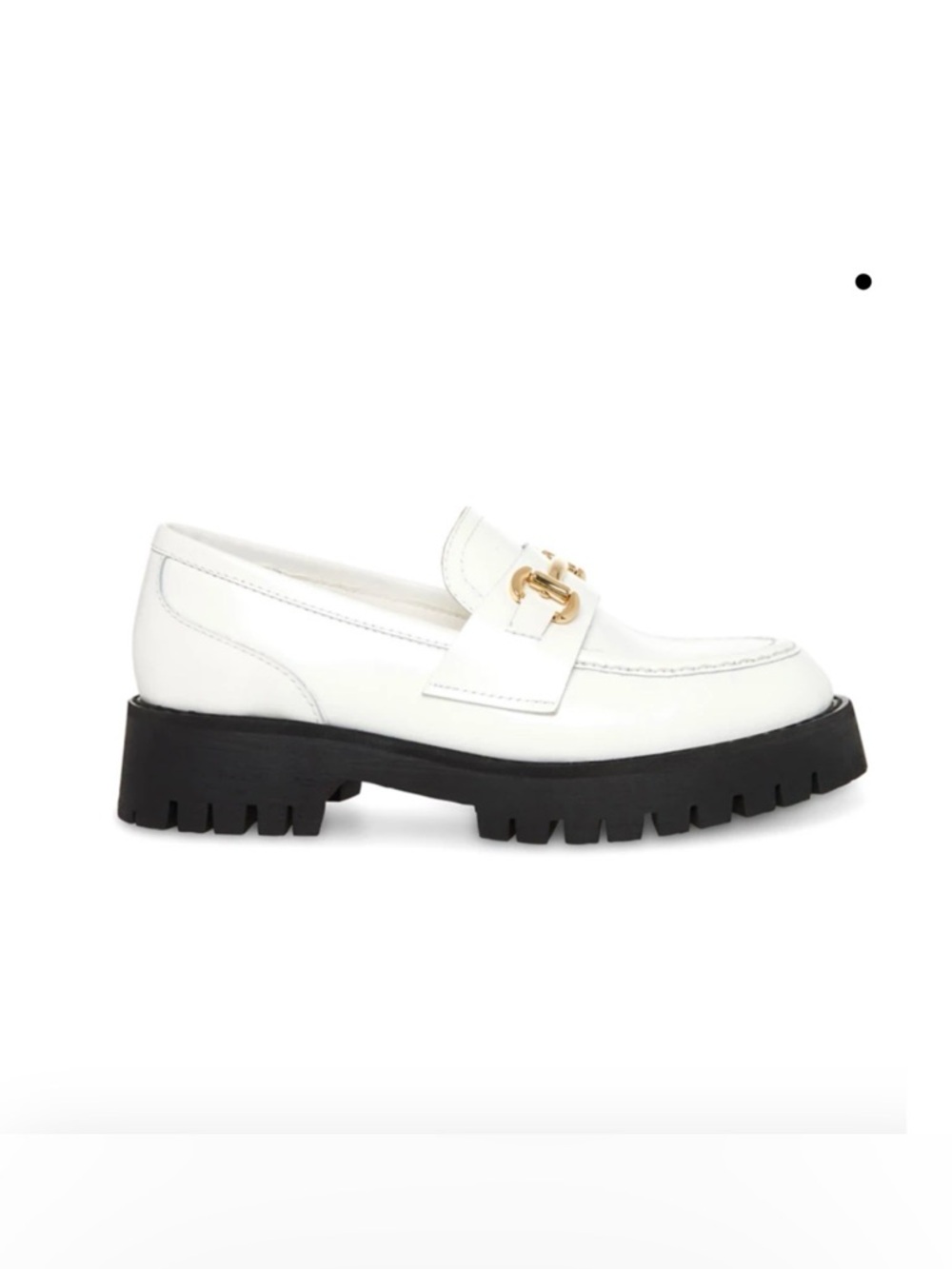 Steve Madden White Leather Loafer with Gold Bit